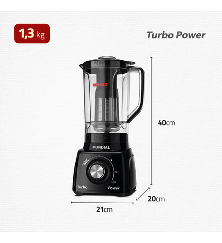 Imagem 8 de 8 de Liquidificador Turbo Power Mondial 550W - L-99 FB