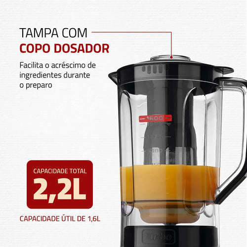 Imagem 2 de 8 de Liquidificador Turbo Power Mondial 550W - L-99 FB