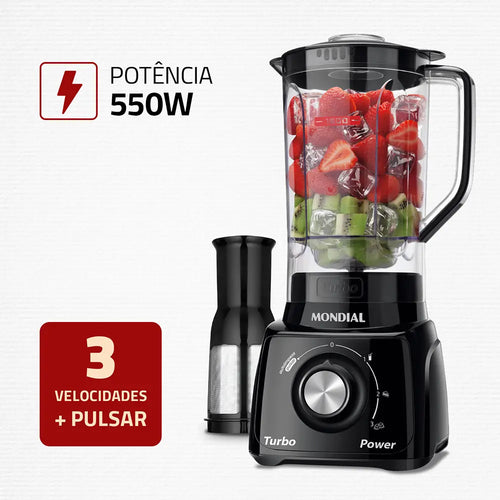 Imagem 3 de 8 de Liquidificador Turbo Power Mondial 550W - L-99 FB